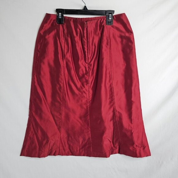 Vtg BERGDORF GOODMAN CARMEN MARC VALVO Straight Satin Skirt RED size 6 Preppy - Picture 7 of 8